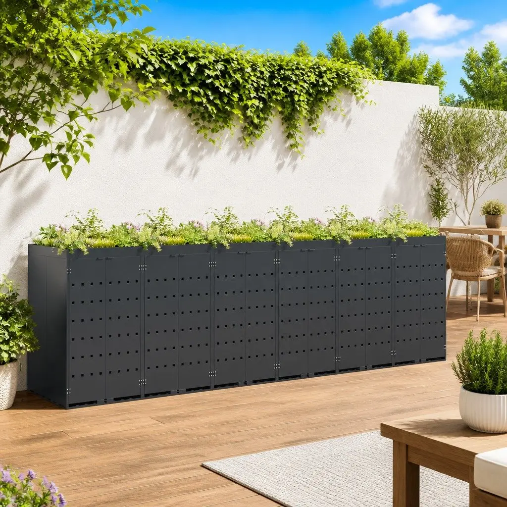 Wheelie Bin Storage for 6 Bins Anthracite Garden Outdoor Waste Container