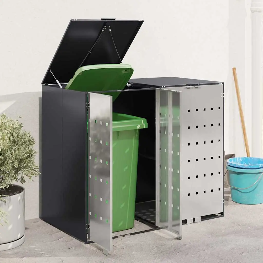 Wheelie Bin Storage Enclosure Water-resistant Expandable Anthracite for 3 Outdoor Waste Bins