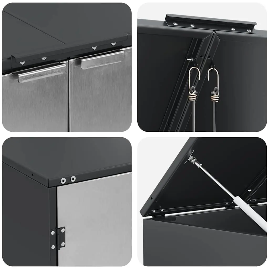 Wheelie Bin Storage Enclosure Water-resistant Expandable Anthracite for 3 Outdoor Waste Bins