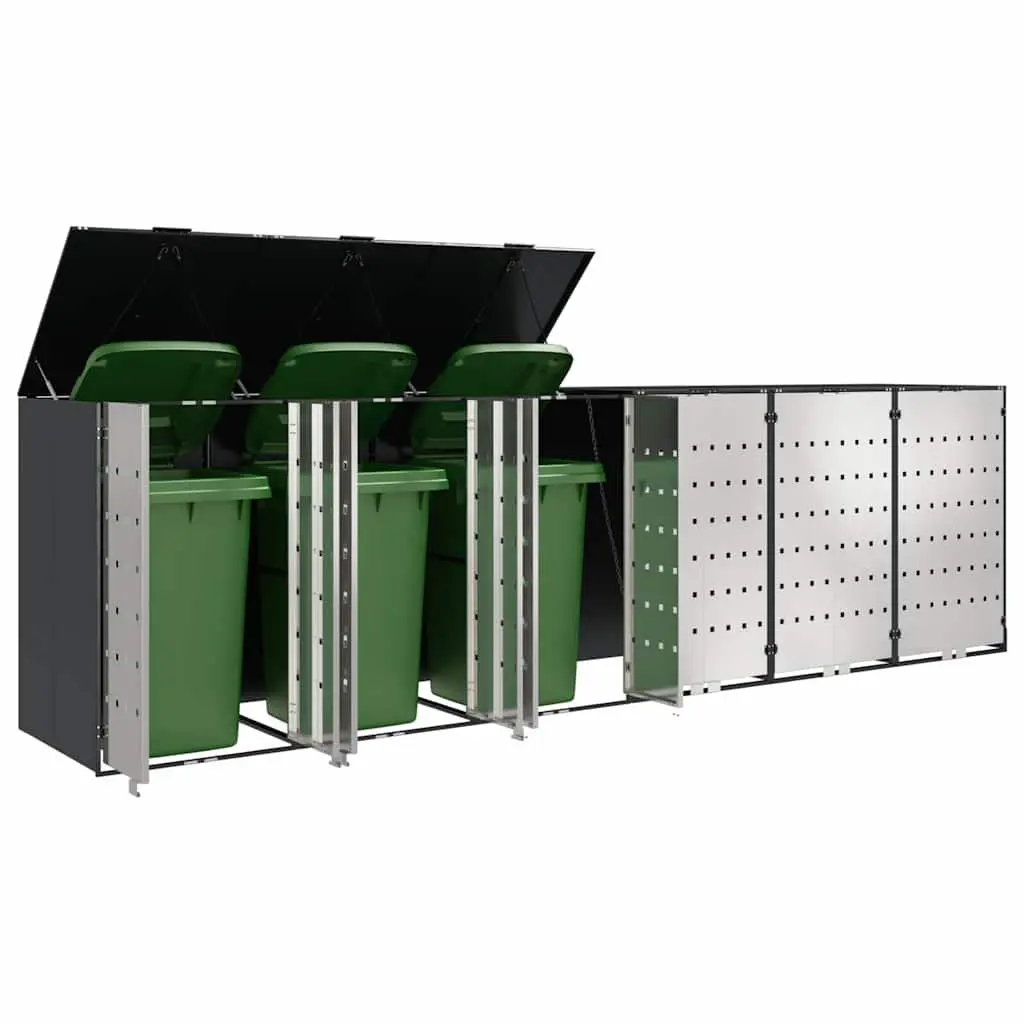 Wheelie Bin Storage Enclosure Water-resistant UV-resistant Expandable Anthracite for 3 Bins