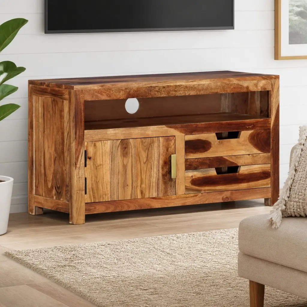 Solid Acacia Wood TV Cabinet 90x34.5x50 cm Lowboard