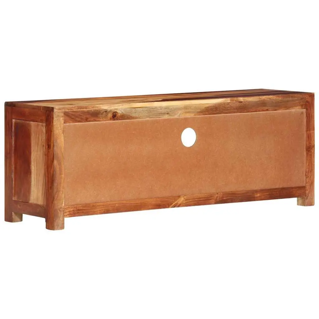 TV Cabinet Solid Acacia Wood 110cm Brown Entertainment Unit with Storage Drawers