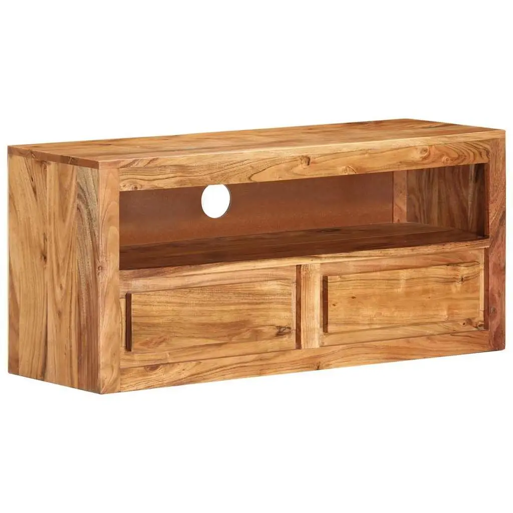 Entertainment Stand Solid Wood Acacia Brown Storage Shelf 88x30x40cm TV Cabinet