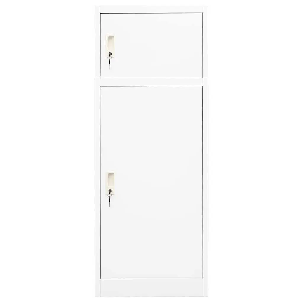 White Saddle Cabinet with Lockable Doors