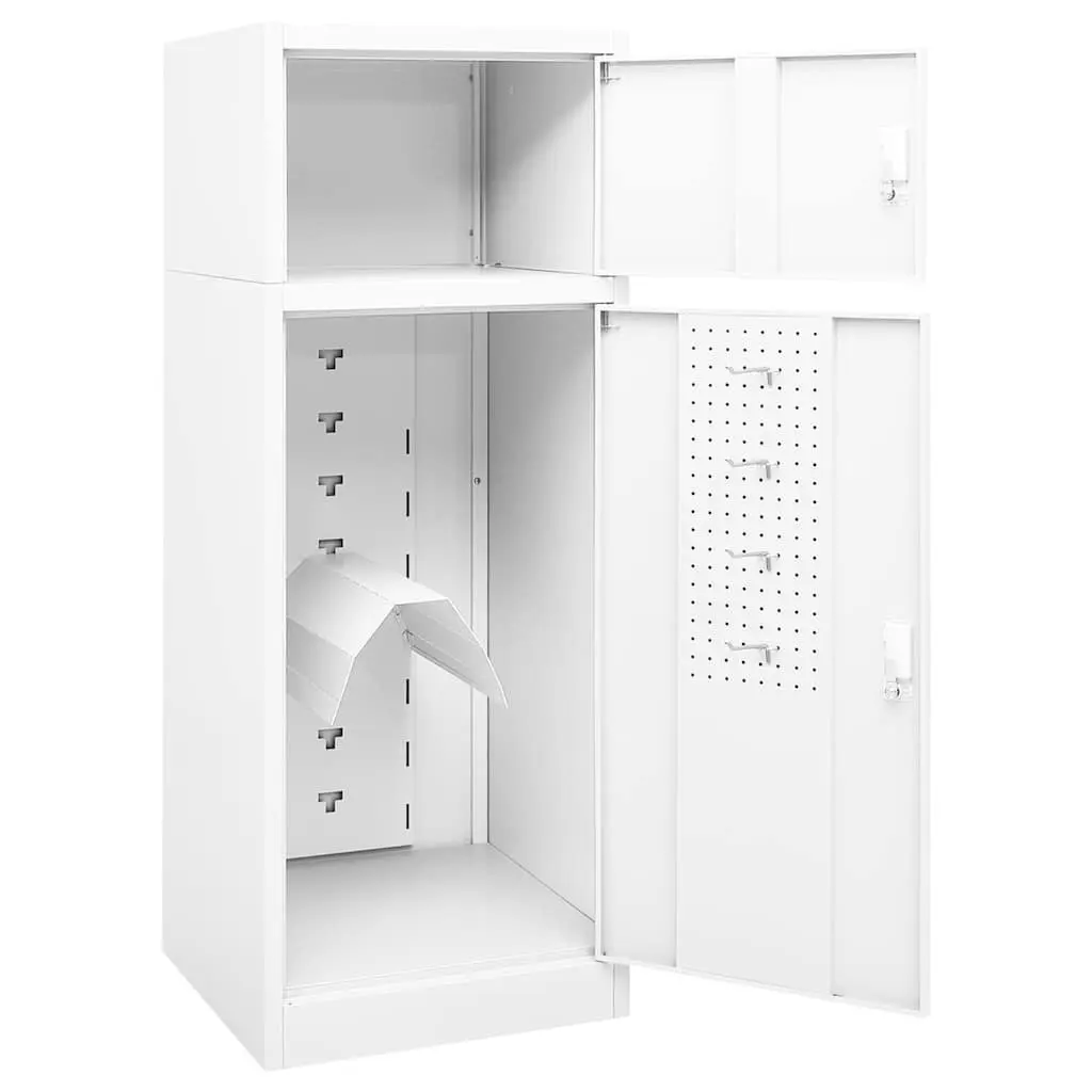 White Saddle Cabinet with Lockable Doors
