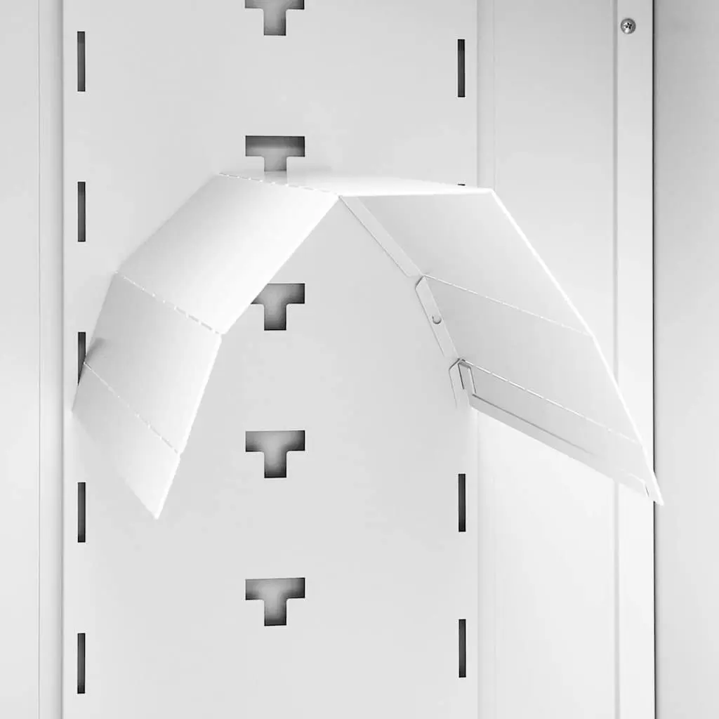 White Saddle Cabinet with Lockable Doors