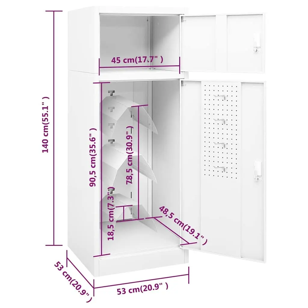 White Saddle Cabinet with Lockable Doors