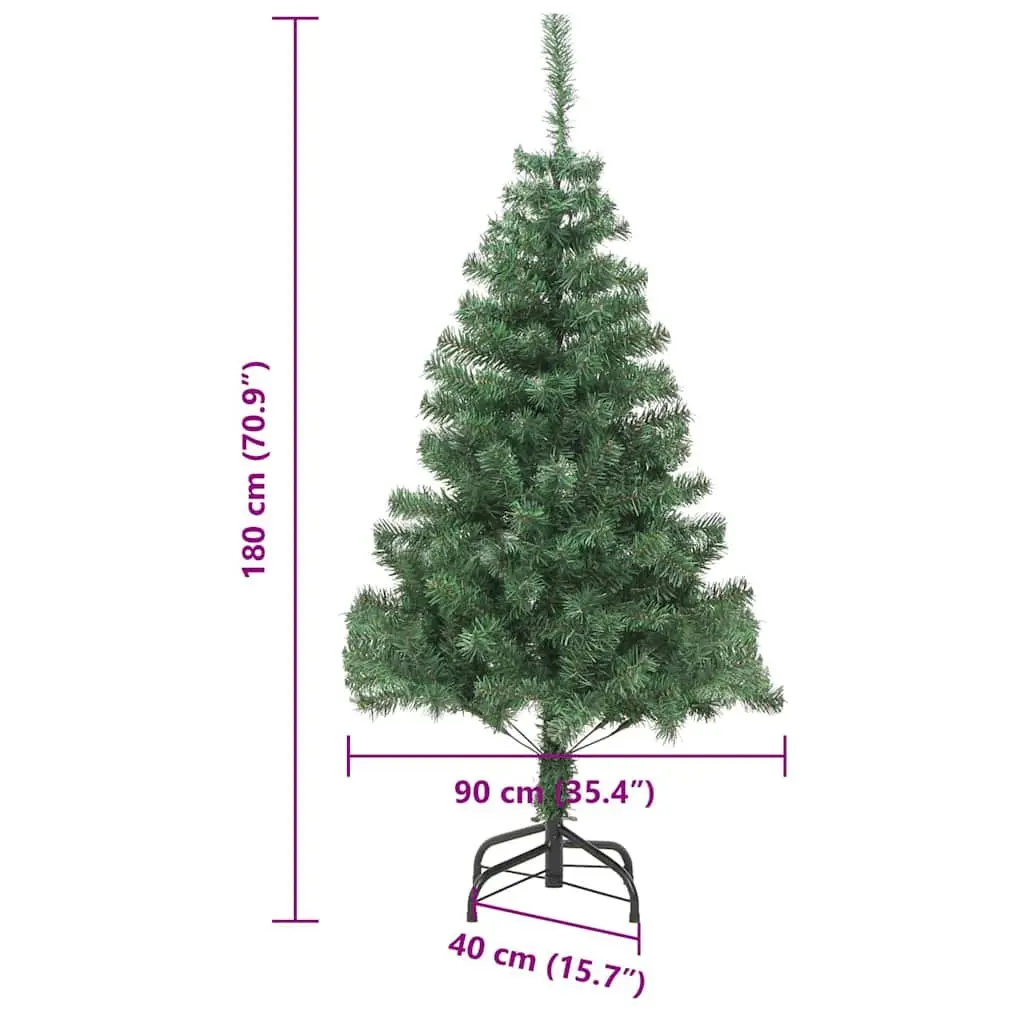 Artificial Christmas Tree PVC 180cm Green Cone Shape with LED Lights