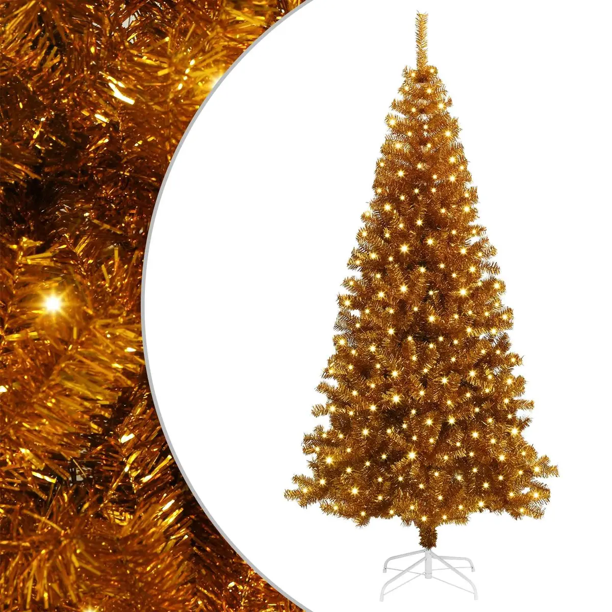 Artificial Christmas Tree PVC 180cm Gold Cone Shape Indoor Outdoor