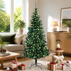 210cm Green Cone Artificial Pre-lit Christmas Tree with LED