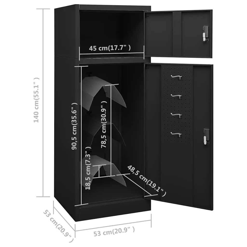 Saddle Cabinet Steel 53x53x140cm Black