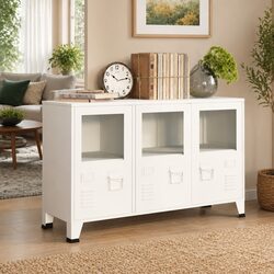 Stylish Industrial Sideboard with Glass Doors