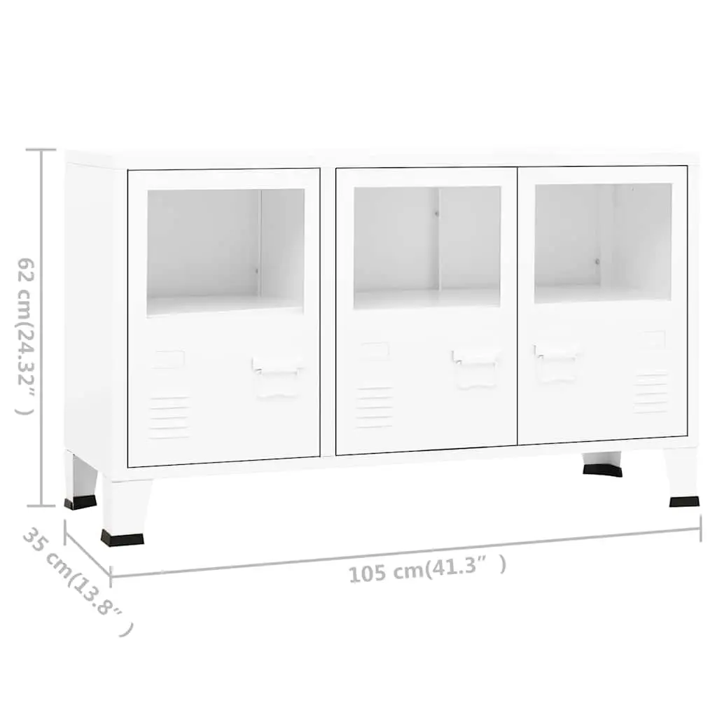 Sideboard Metal Glass 105W x 35D x 62H cm White
