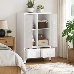 Durable Industrial Storage Wardrobe Cabinet with 2 Drawers