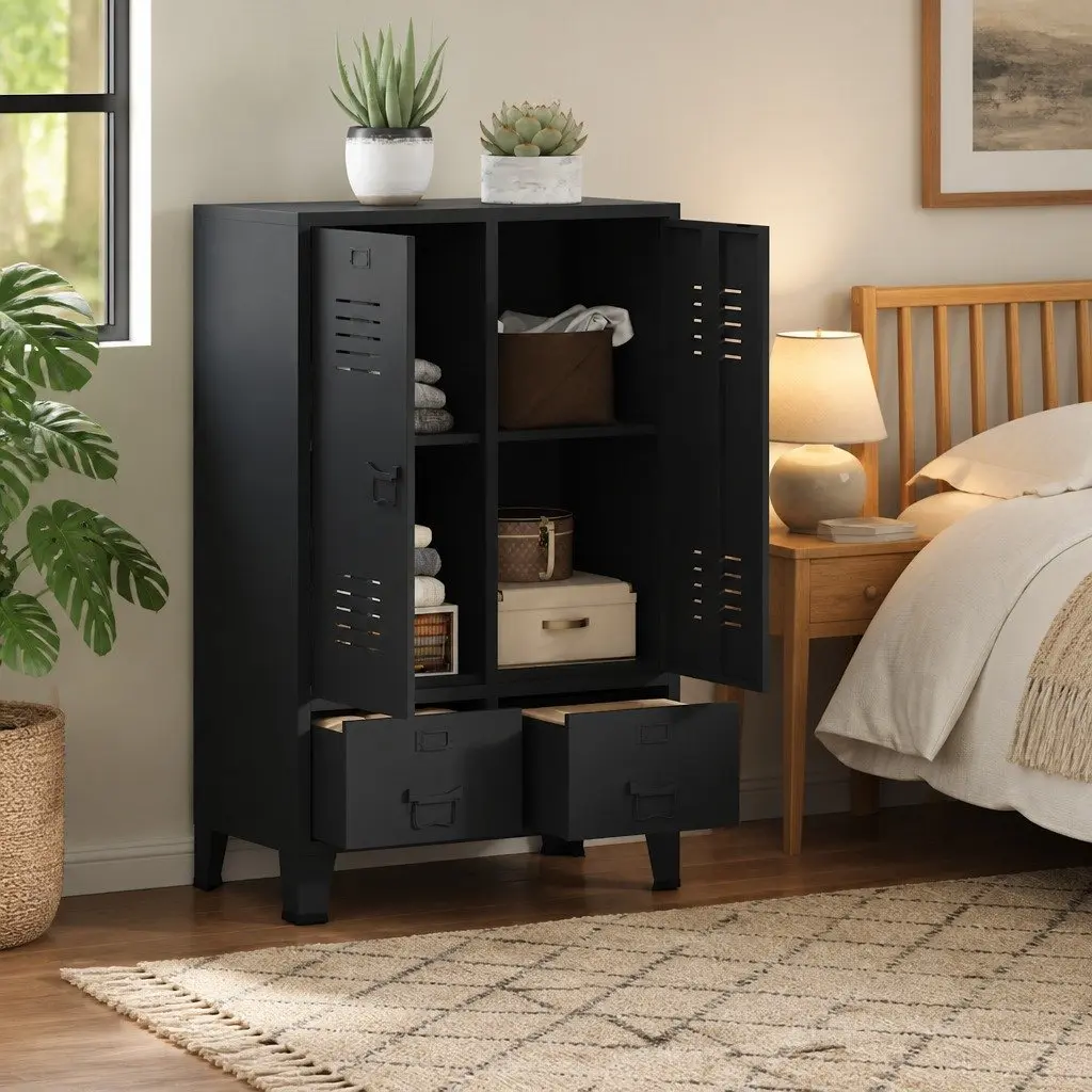 Anthracite Industrial Storage Wardrobe 67x35x107cm
