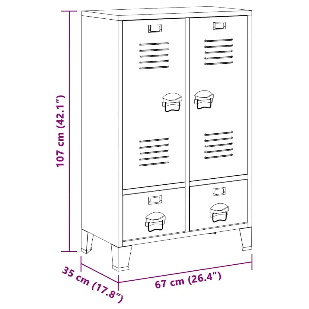 Anthracite Industrial Storage Wardrobe 67x35x107cm