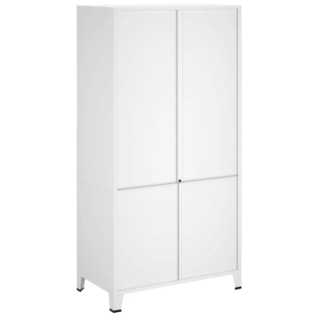 Metal Wardrobe Cabinet Industrial White 90x50x180 cm