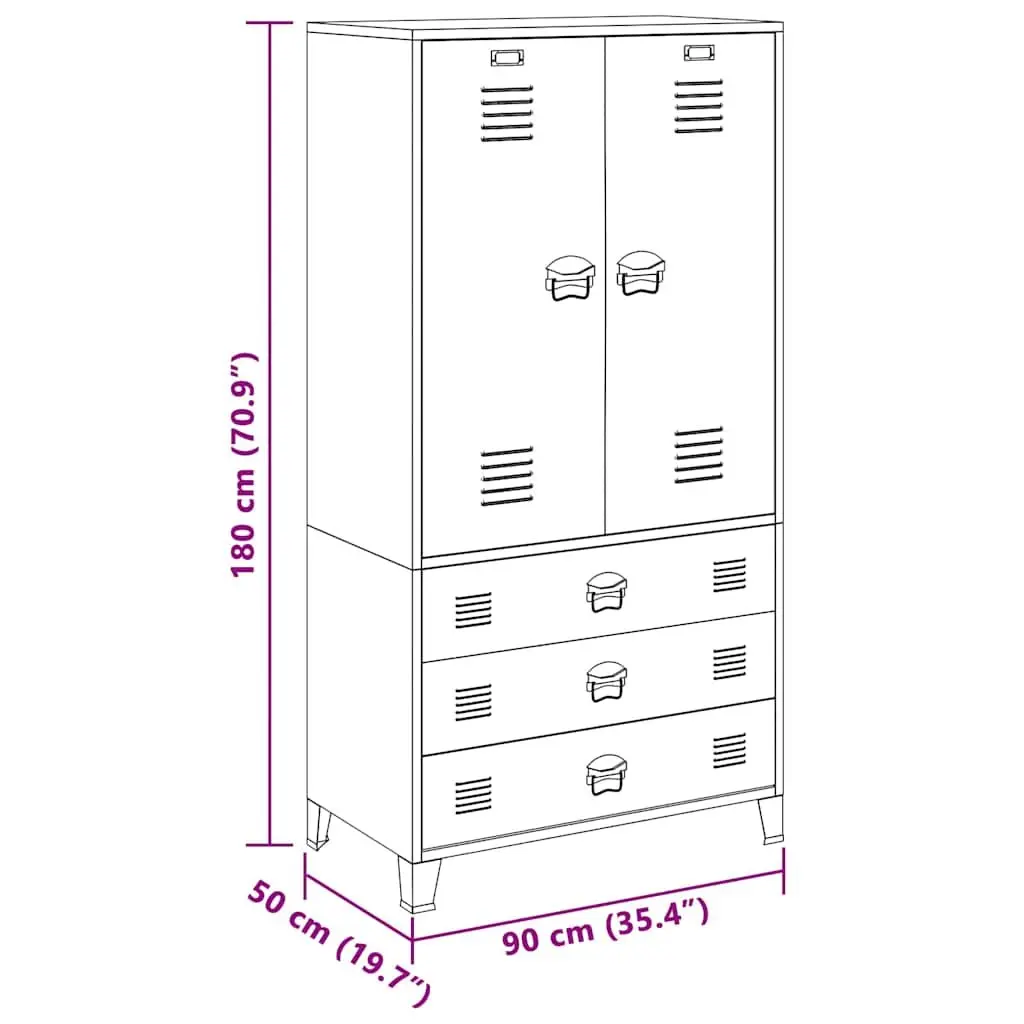 Metal Wardrobe Cabinet Industrial White 90x50x180 cm