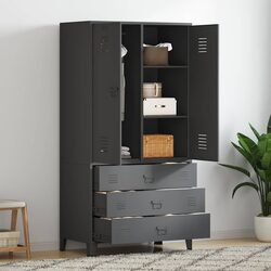 Robust Industrial Metal Wardrobe Cabinet in Anthracite