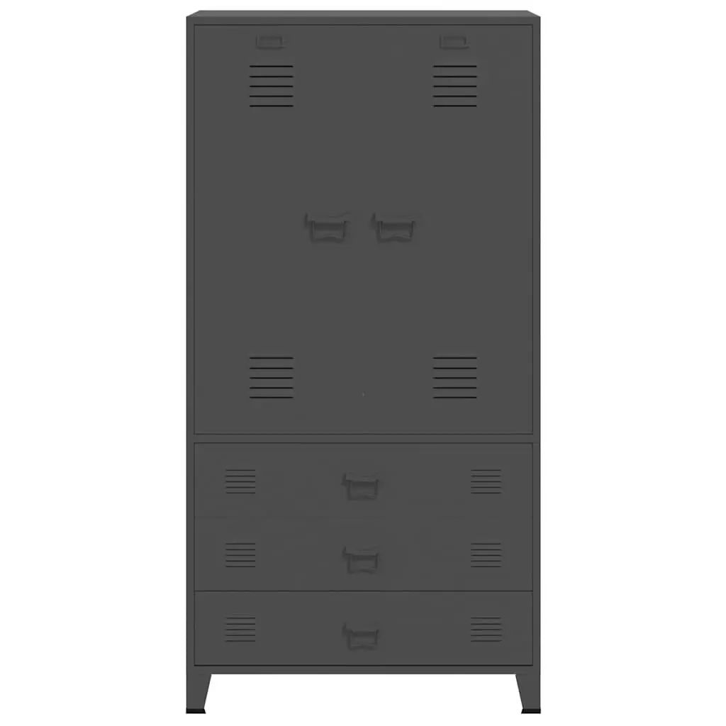 Metal Wardrobe Storage Cabinet Anthracite 90W x 50D x 180H cm