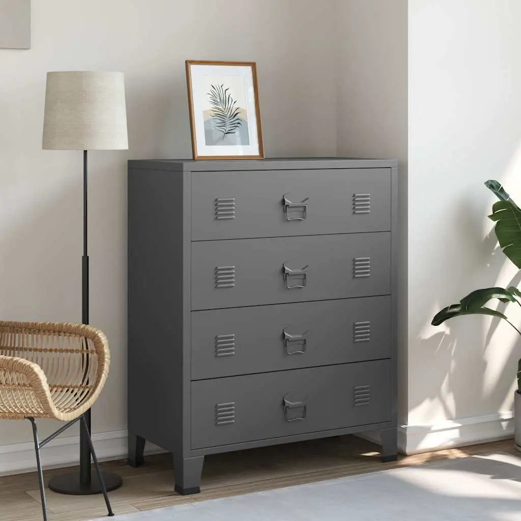 Metal Drawer Cabinet 4 Drawers Anthracite