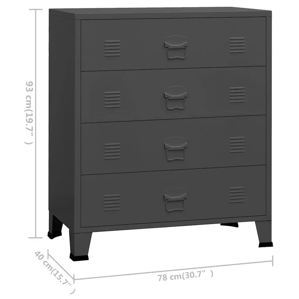 Metal Drawer Cabinet 4 Drawers Anthracite