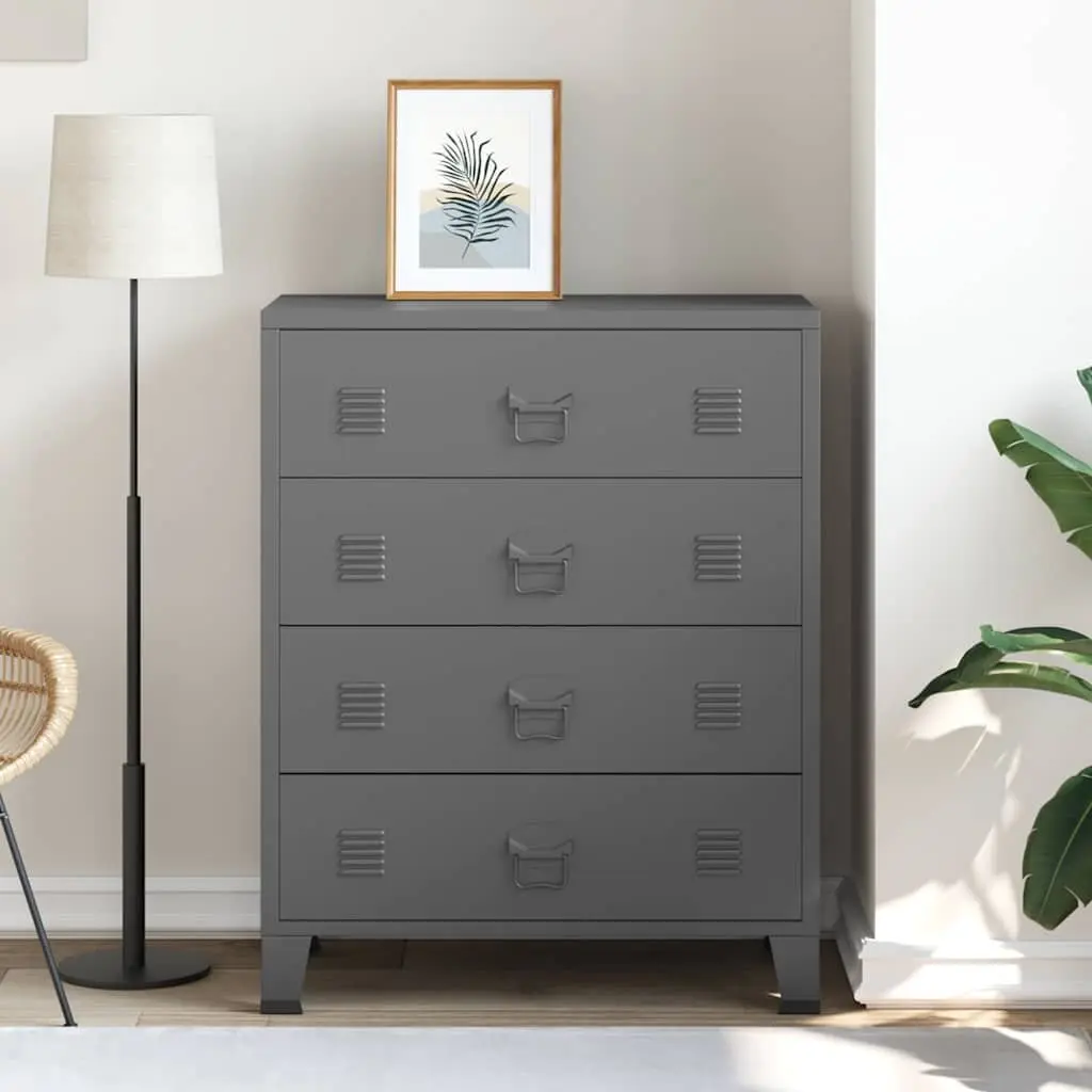 Metal Drawer Cabinet 4 Drawers Anthracite