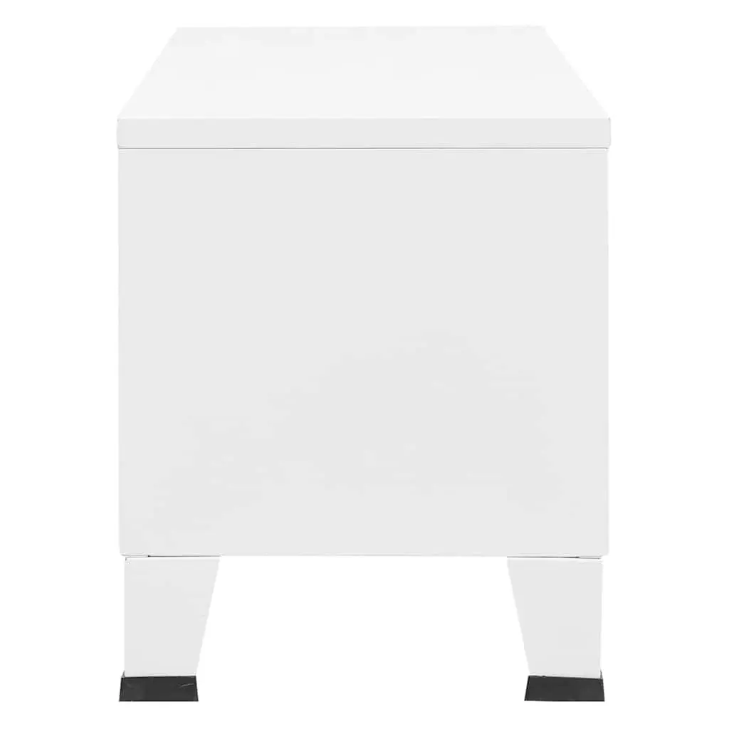 White Metal Industrial TV Cabinet with Doors
