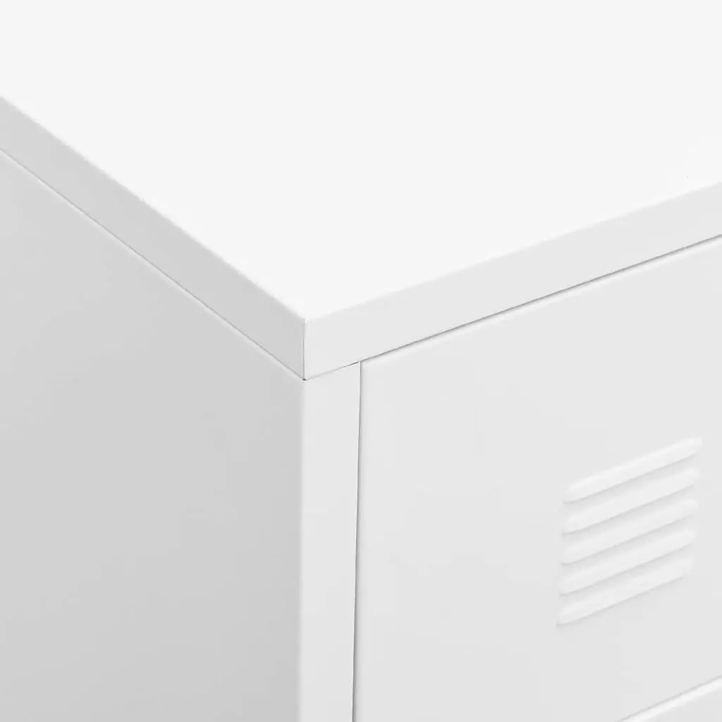 White Metal Industrial TV Cabinet with Doors