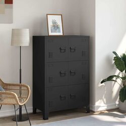 Heavy-Duty Metal 6-Door Storage Cabinet in Black