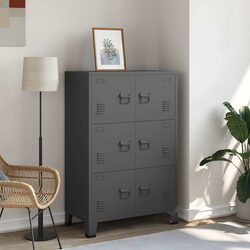 Anthracite 6-Door Metal Storage Chest for Organizing