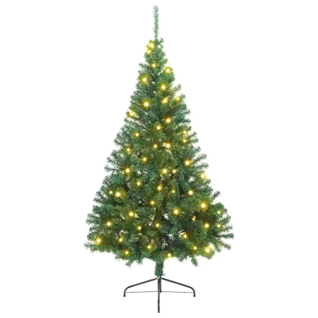 Artificial Christmas Tree PVC 180 cm Green Cone Pre-lit LED Warm White Lights