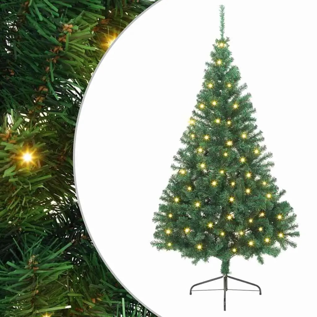 Artificial Christmas Tree PVC 240cm Green Cone Shape Pre-lit LED Indoor Outdoor