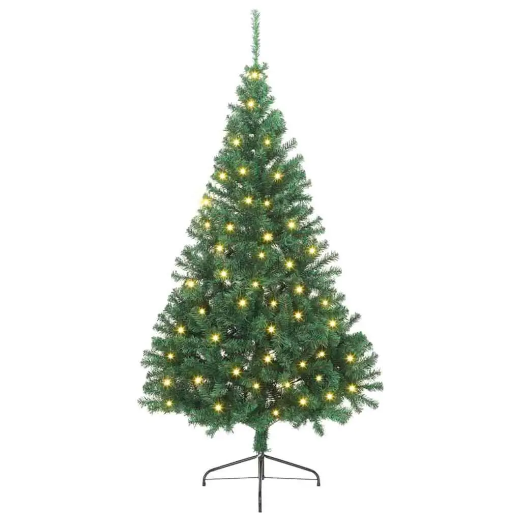 Artificial Christmas Tree PVC 240cm Green Cone Shape Pre-lit LED Indoor Outdoor