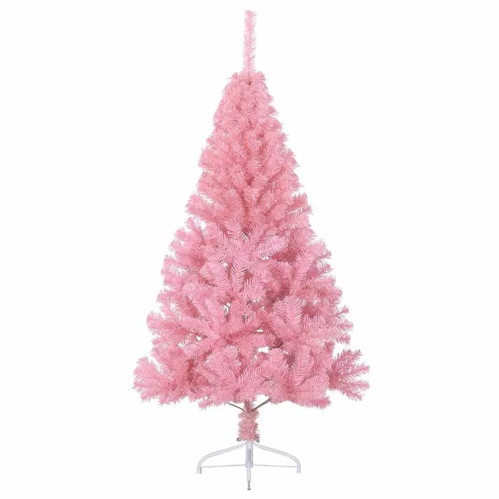 Artificial Christmas Tree PVC 150cm Pink Pre-lit with 150 LED Lights Cone Shape