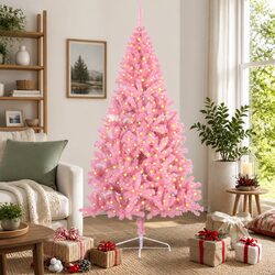 Pink 210cm Pre-lit Christmas Tree with 300 LED Lights