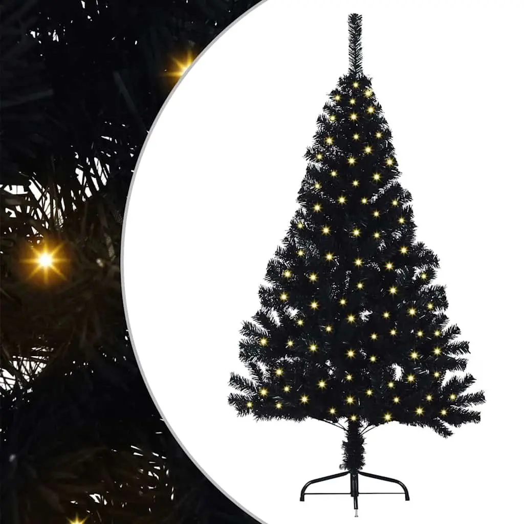 120cm Black Cone Pre-lit Christmas Tree with LED Lights