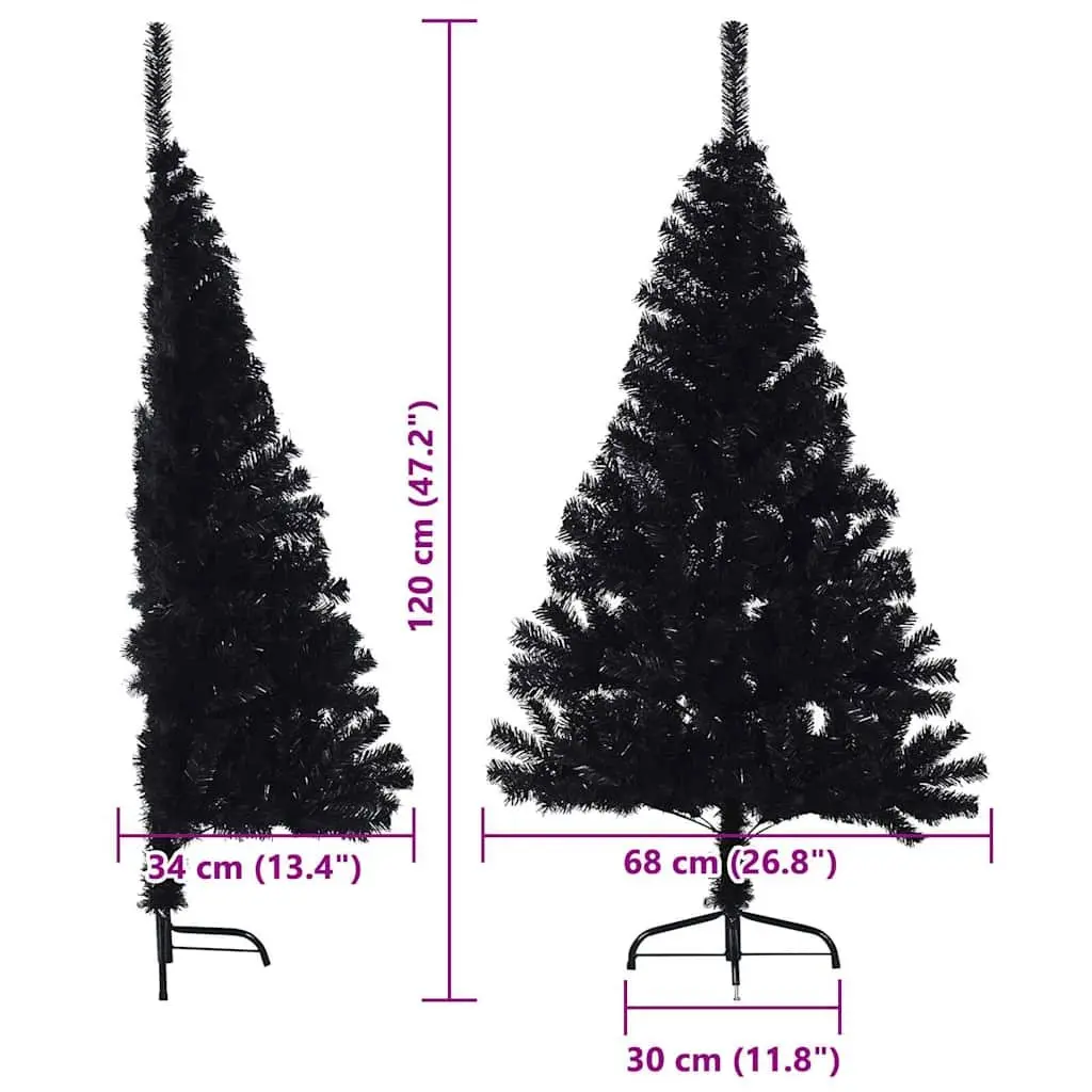 120cm Black Cone Pre-lit Christmas Tree with LED Lights