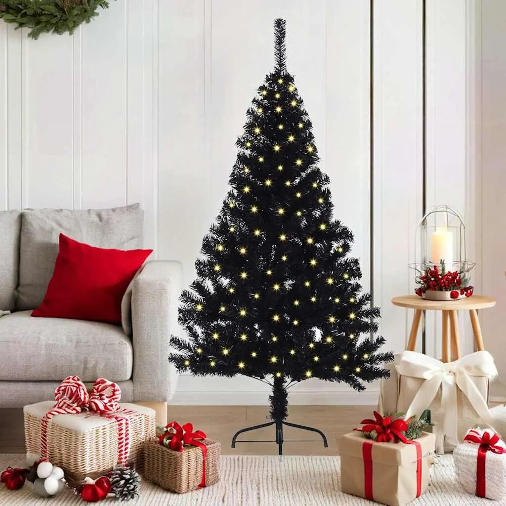 Black Cone Christmas Tree 150cm with LED Lights