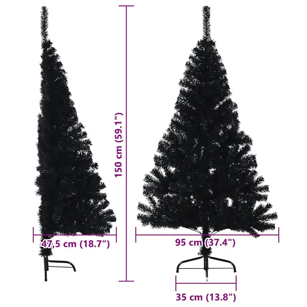 Black Cone Christmas Tree 150cm with LED Lights