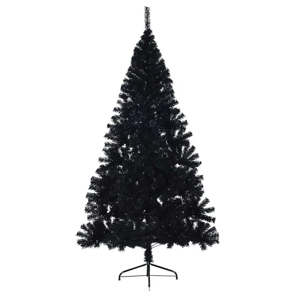 Artificial Christmas Tree PVC 180cm Black Pre-lit LED Lights Cone Shape Indoor Outdoor