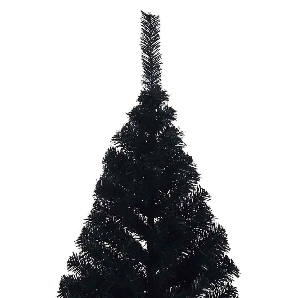Artificial Christmas Tree PVC 180cm Black Pre-lit LED Lights Cone Shape Indoor Outdoor