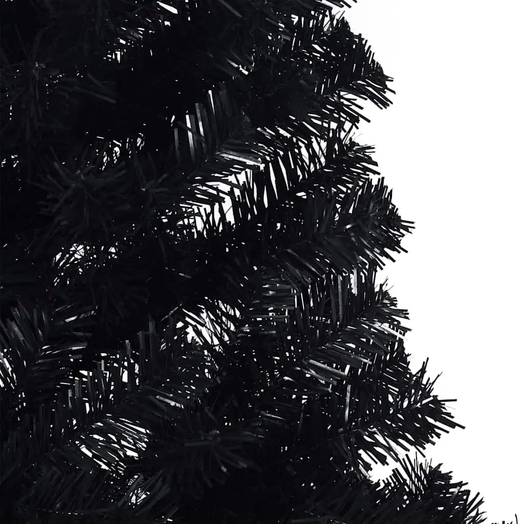 Artificial Christmas Tree PVC 180cm Black Pre-lit LED Lights Cone Shape Indoor Outdoor