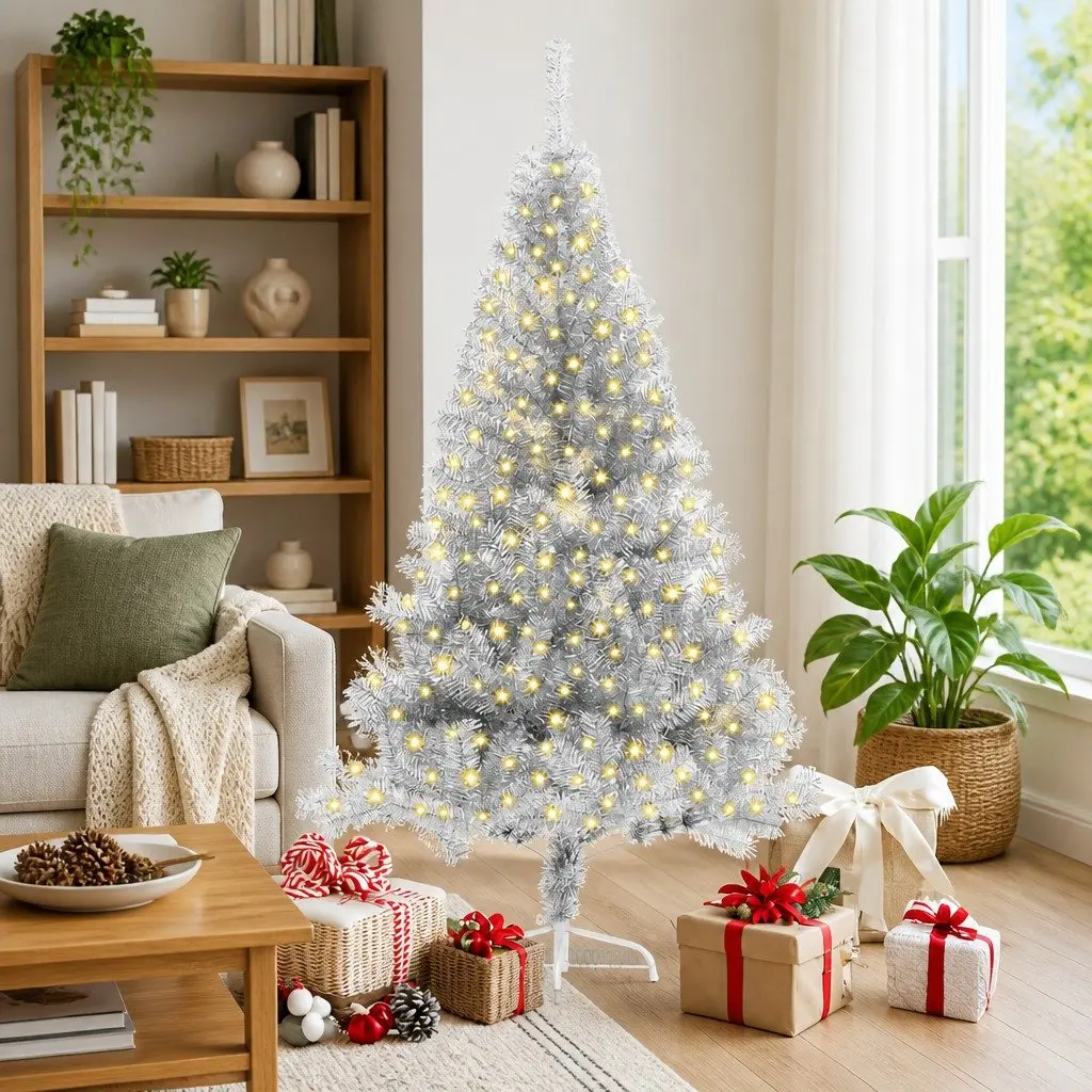 180cm Silver Cone Pre-lit Christmas Tree