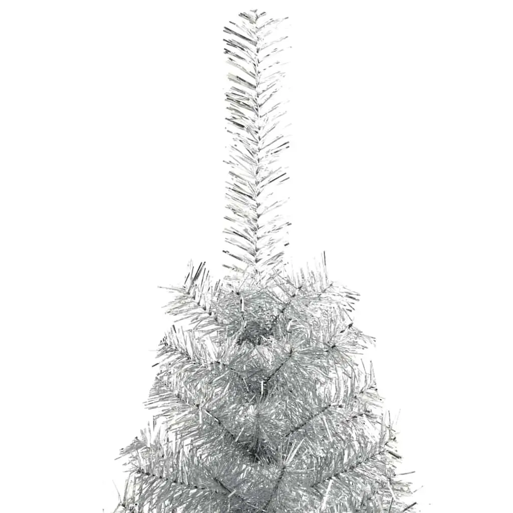 Artificial Christmas Tree PVC 240cm Silver Cone Pre-lit with Warm White LED Lights