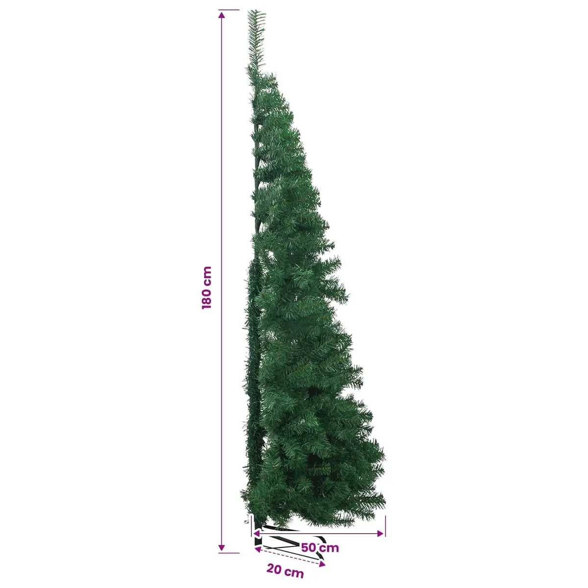 180cm Corner Artificial Christmas Tree with LED Lights