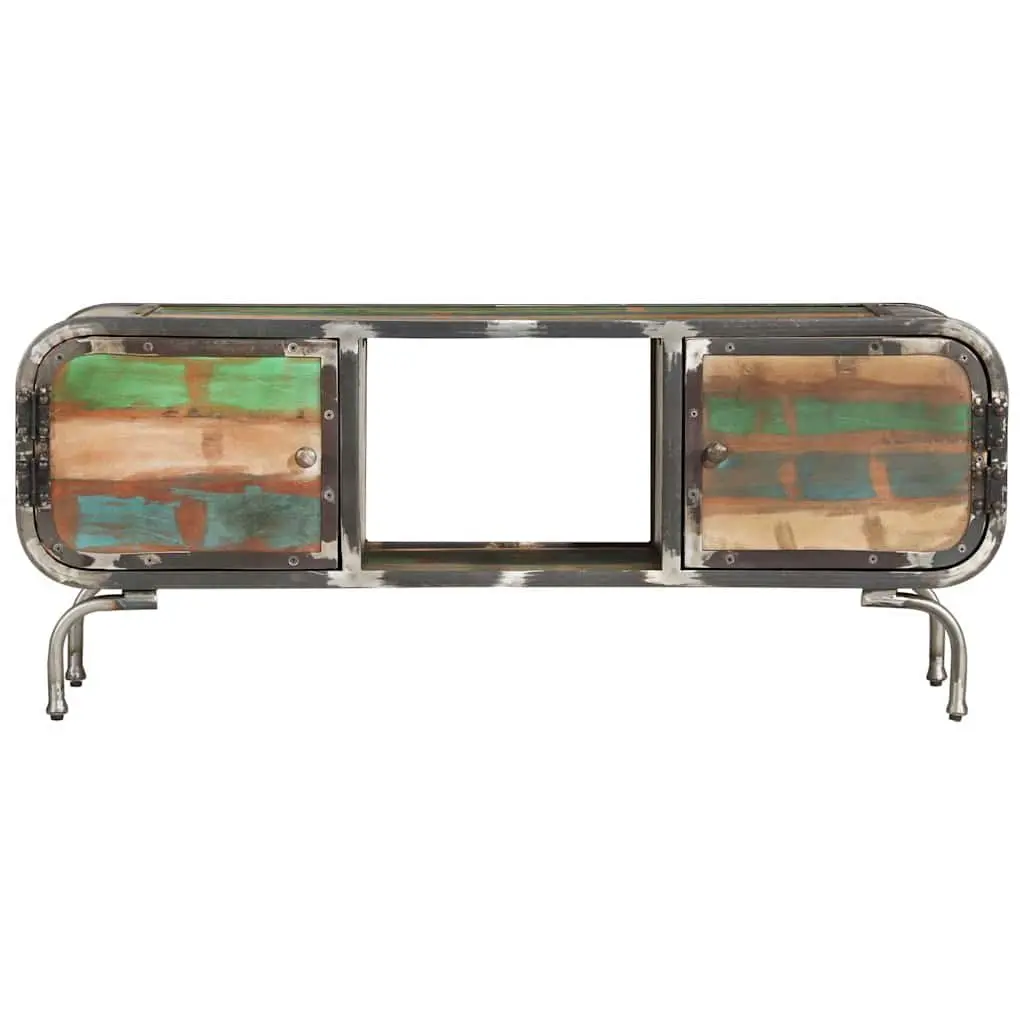 TV Cabinet Multicolour 110x30x42cm Solid Wood Reclaimed Storage Unit Doors Shelf