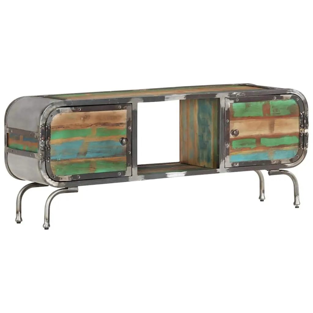 TV Cabinet Multicolour 110x30x42cm Solid Wood Reclaimed Storage Unit Doors Shelf