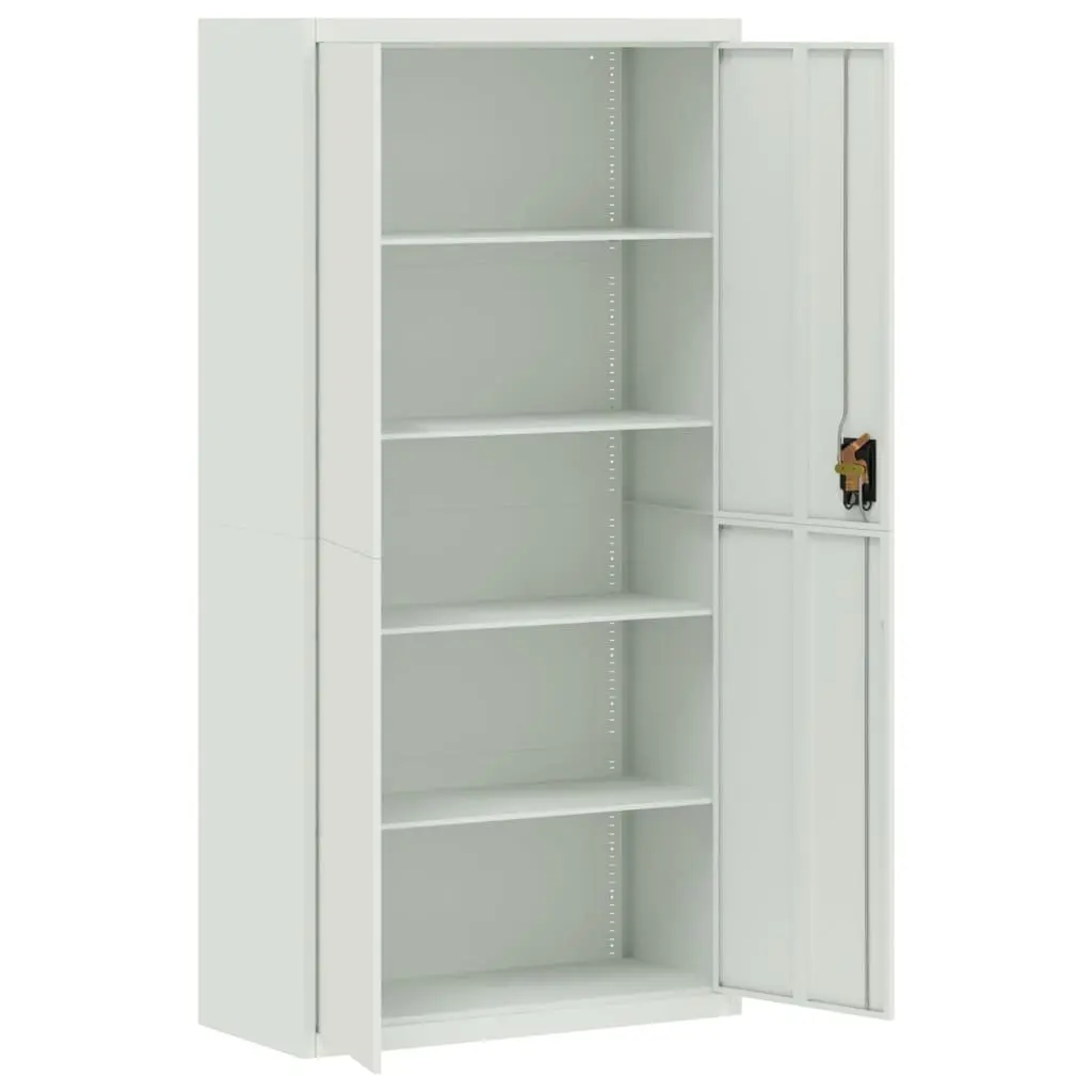 Grey Steel File Cabinet with Lockable Storage