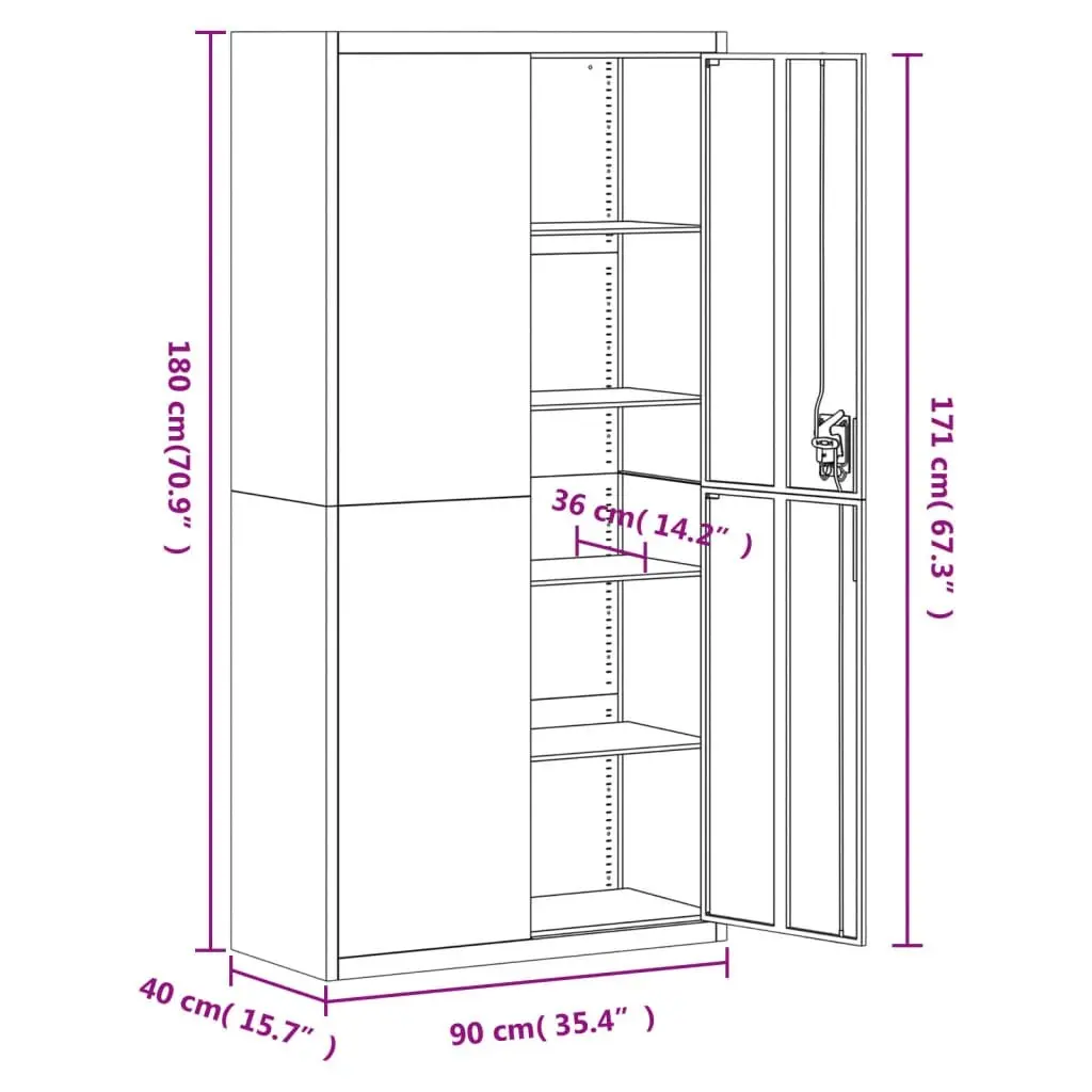 Anthracite File Cabinet with Lockable Storage